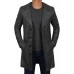 Mens 3/4 Length Black Wide Collar Leather Coat